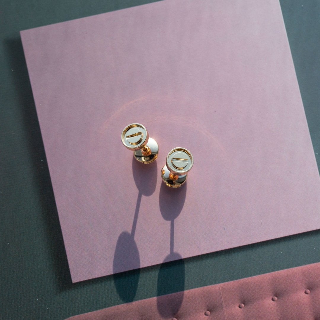 [Vicky]LOVE EARRINGS PINK GOLD 10MM