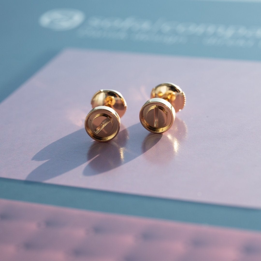 [Vicky]LOVE EARRINGS PINK GOLD 10MM