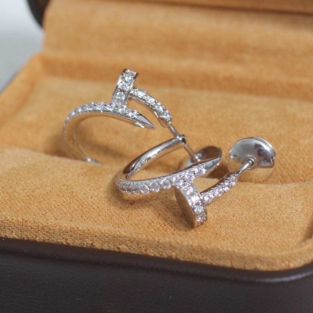 [Vicky]JUSTE EARRINGS 12.75MM SILVER DIAMOND
