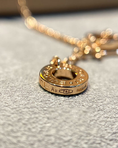[Vicky]DREAM MALACHITE DIAMOND PAVED PINK GOLD NECKLACE