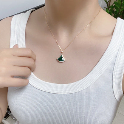 [Vicky]DREAM MALACHITE DIAMOND PAVED PINK GOLD NECKLACE
