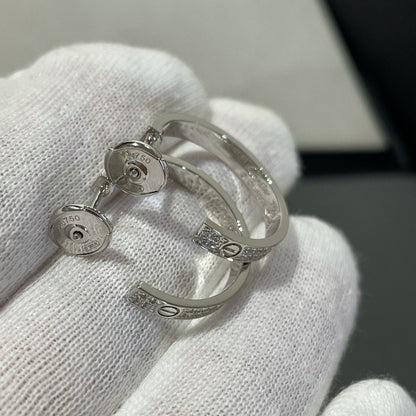 [Vicky]LOVE DIAMOND SILVER HOOP EARRINGS