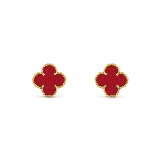 [Vicky]CLOVER MINI 9.5MM CARNELIAN EARRINGS