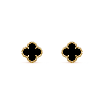 [Vicky]CLOVER MINI 9.5MM BLACK MOP EARRINGS