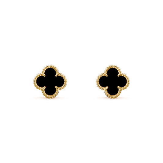 [Vicky]CLOVER MINI 9.5MM BLACK MOP EARRINGS