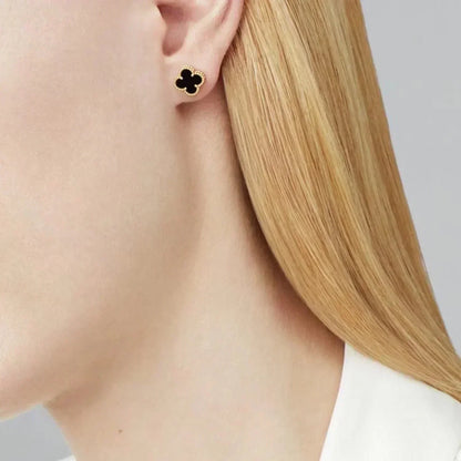 [Vicky]CLOVER MINI 9.5MM BLACK MOP EARRINGS