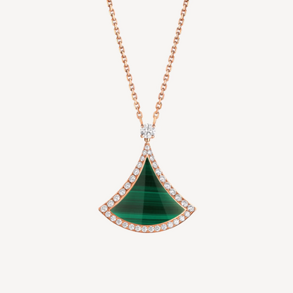 [Vicky]DREAM MALACHITE DIAMOND PAVED PINK GOLD NECKLACE