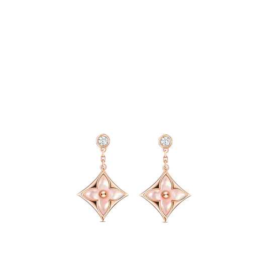 [Vicky]DOUBLE STAR PINK GOLD MOP DROP EARRINGS