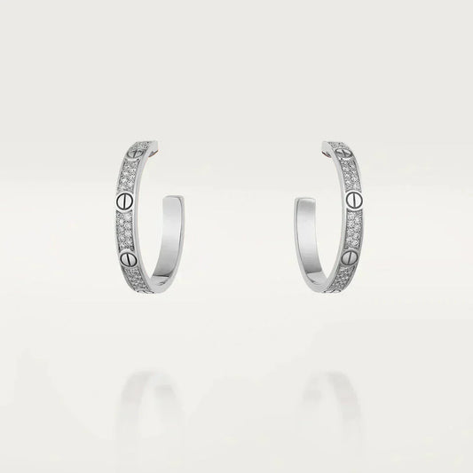[Vicky]LOVE DIAMOND SILVER HOOP EARRINGS